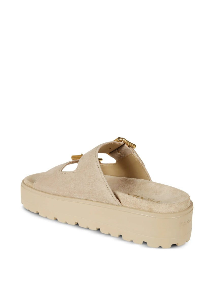 Prada Light Beige Fussbett Buckle Sandals
