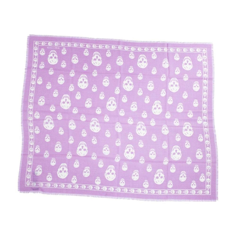 Alexander Mcqueen Skull Motif Silk Scarf With Fringed Edges