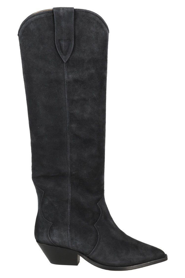 Isabel Marant Black Denvee Gz Pointed-Toe Cuban Heel Suede Boots