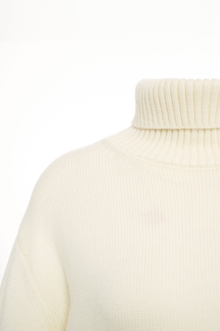 Add High-Neck Merino Wool Sweater With Ribbed Details