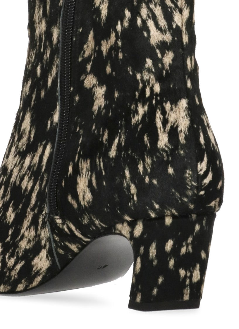 Ash Black Vicky Arrow-Toe Calf Hair Boots