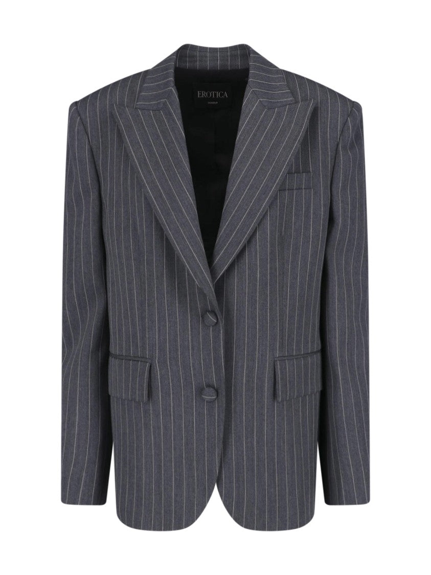 Dondup Grey Wool Cut-Out Cuffs Blazer