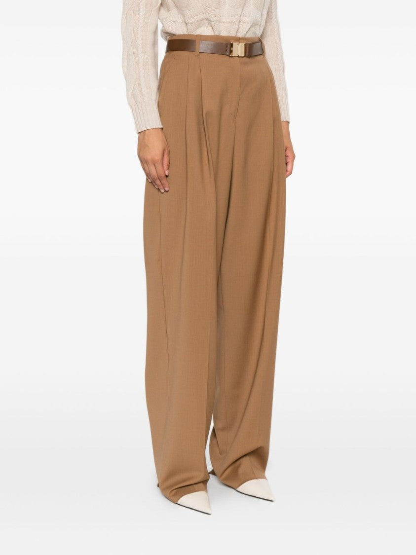 Max Mara Wide-Leg High Waist Trousers With Pleated Design