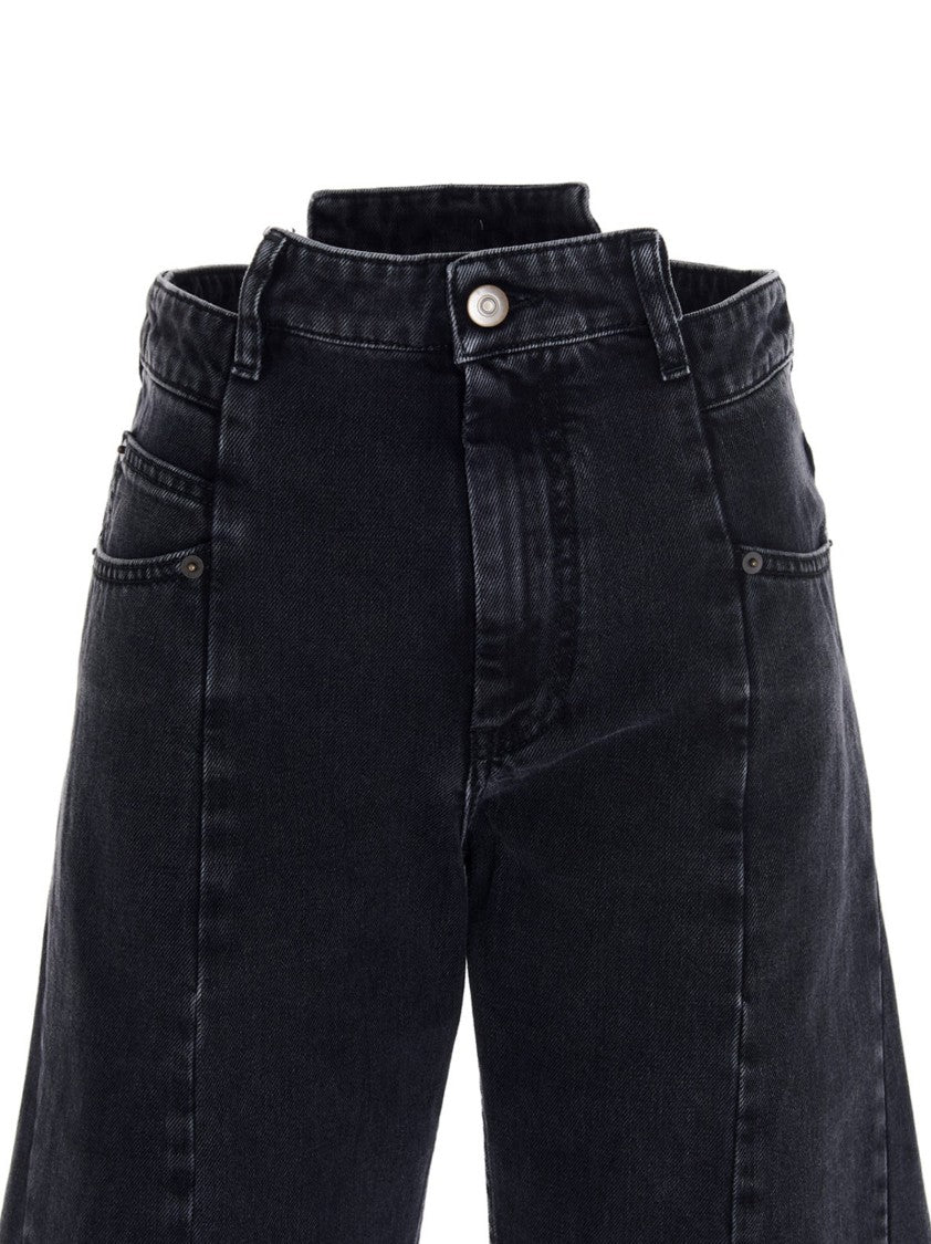 Maison Margiela Asymmetrical Waist Wide-Leg Denim Jeans