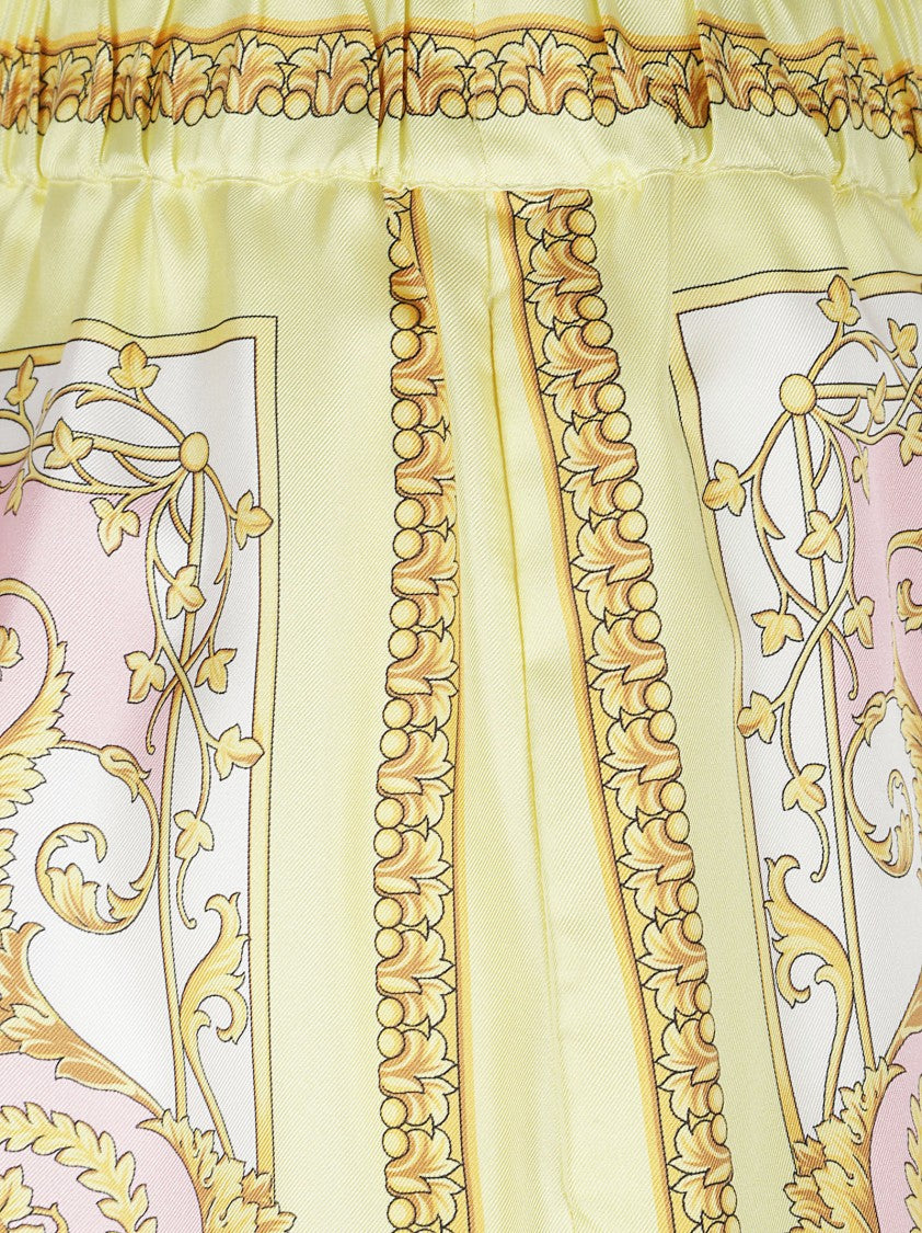 Versace Baroque-Inspired Silk Shorts With Elastic Waistband