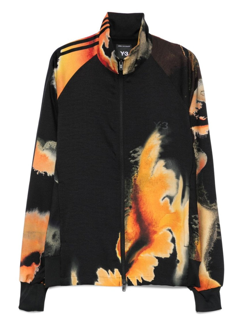 Y-3 Abstract Pattern Sweatshirt With Zip Fastening And Ribbed Edges