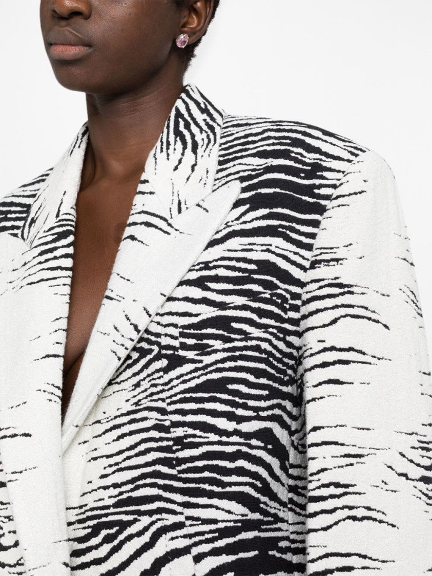 The Attico Zebra-Print Single-Breasted Blazer With Notched Lapels
