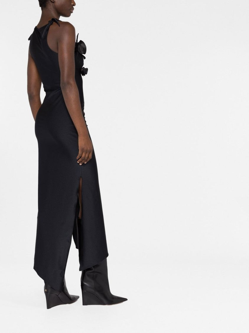 Coperni Black High Neck Floral Cut-Out Dress