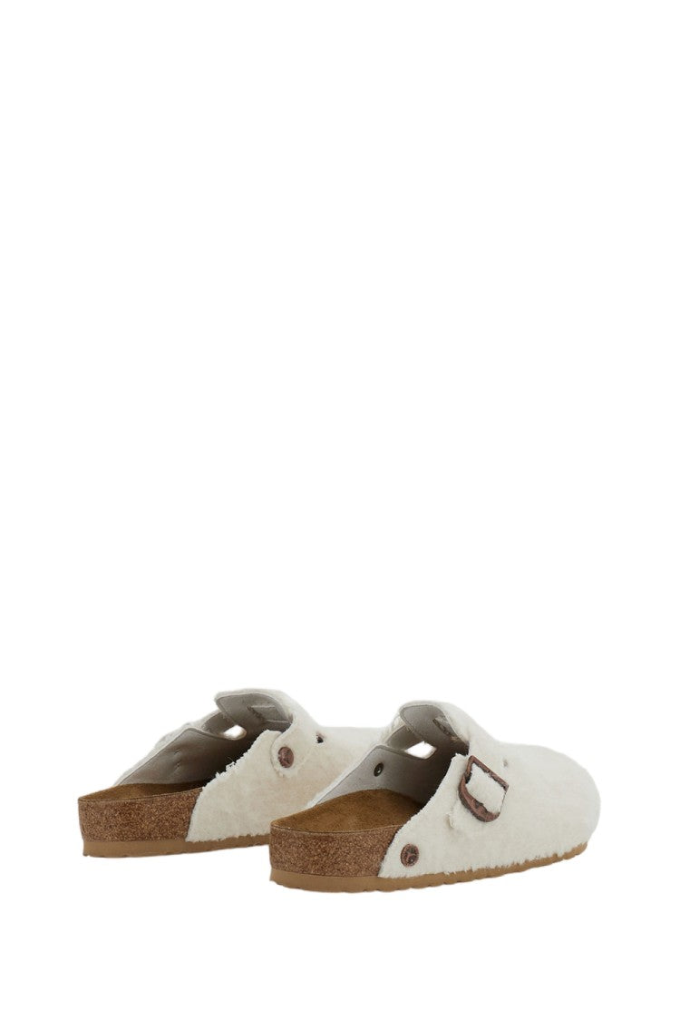 Birkenstock White Boston Wool Strap Clog