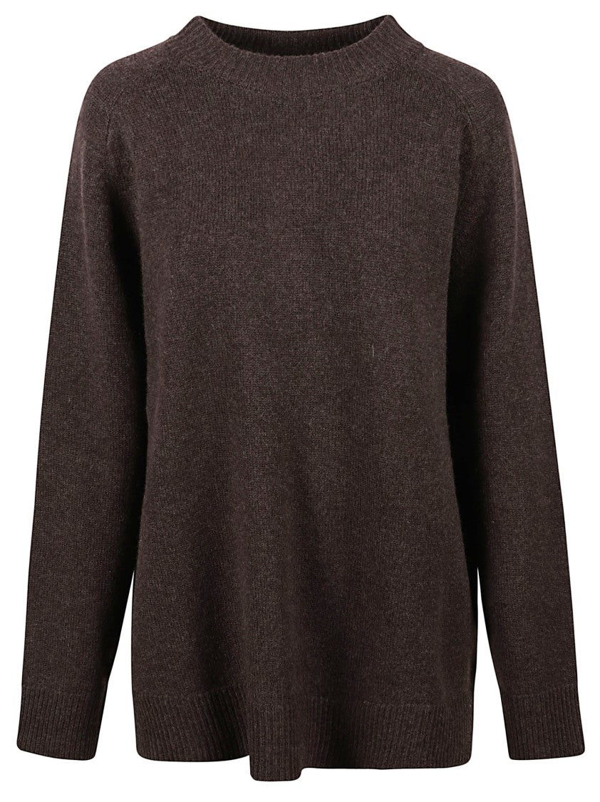 Anaii Relaxed Fit Brown Crew Neck Sweater With Ribbed Cuffs