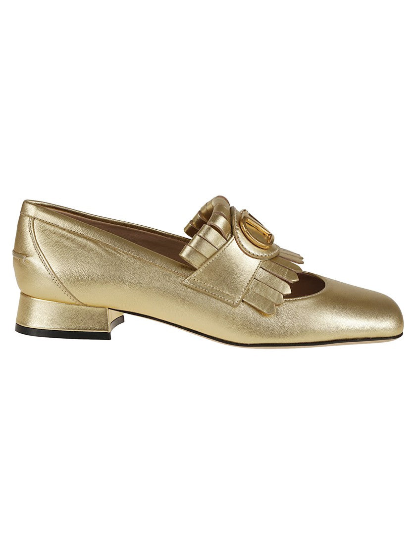 Valentino Garavani Vlogo-Fringed Leather Loafers With Low Block Heel