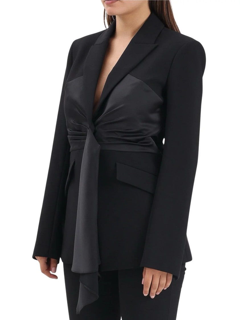 Patrizia Pepe Black Polyester-Blend Fitted Blazer