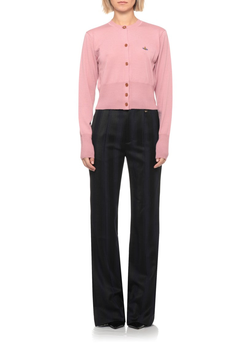 Vivienne Westwood Bea Cardigan With Embroidered Logo And Ribbed Trims