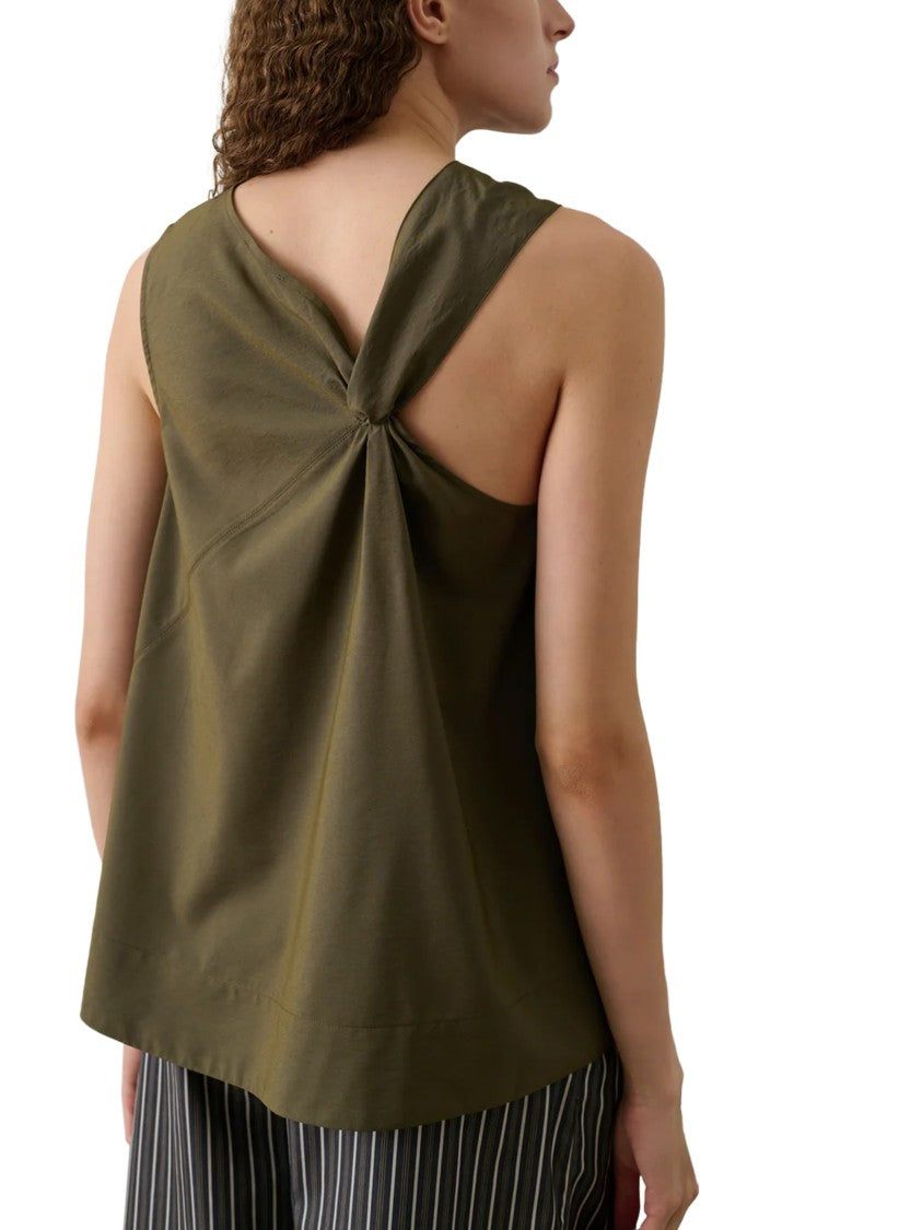 Soeur Asymmetrical Sleeveless Top With Twisted Knot Detail