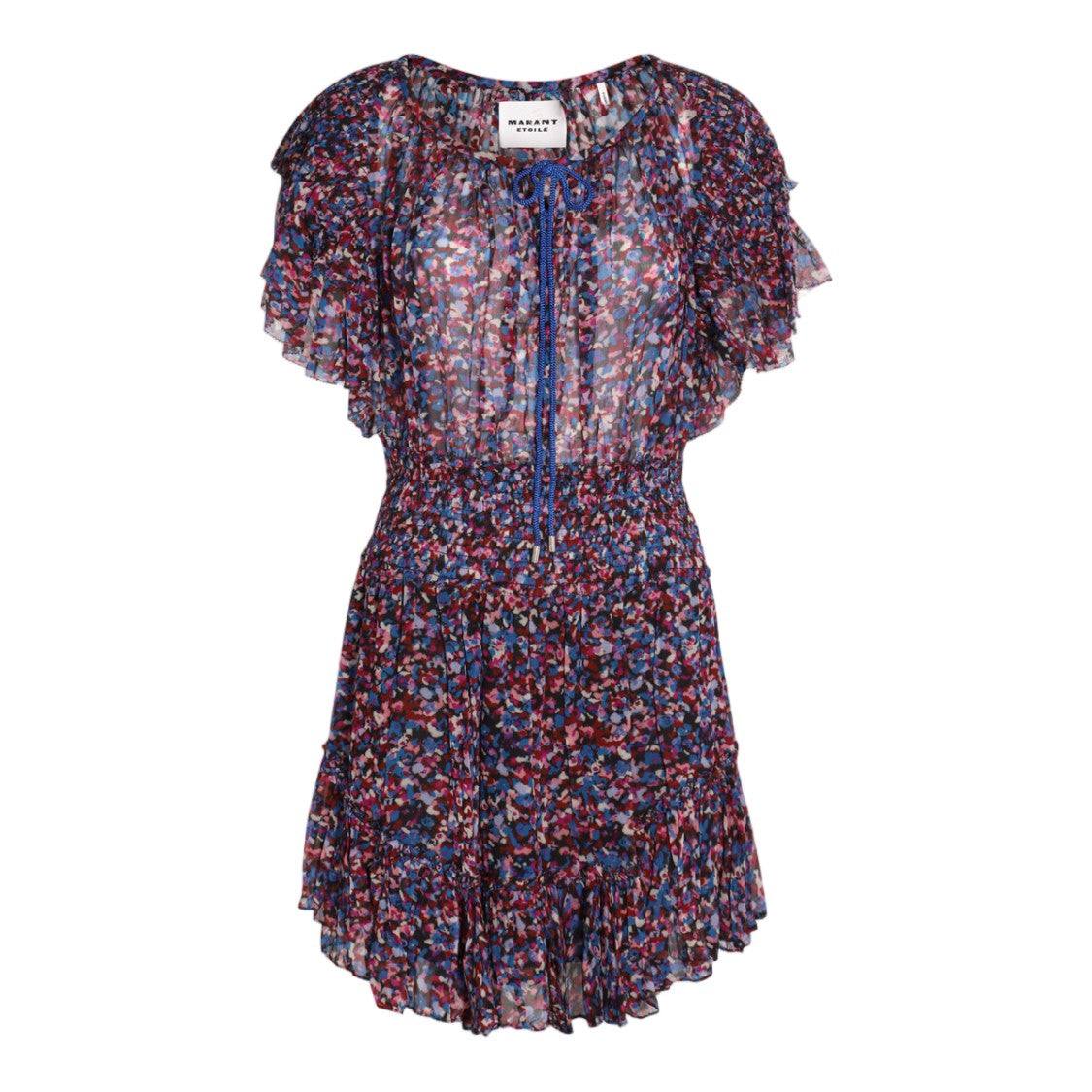 Isabel Marant Étoile Mini Dress With Ruffled Hem And Flutter Sleeves