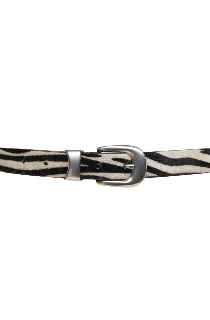 Gavazzeni Animal-Print Calf Hair Slim Belt With Silver Hardware