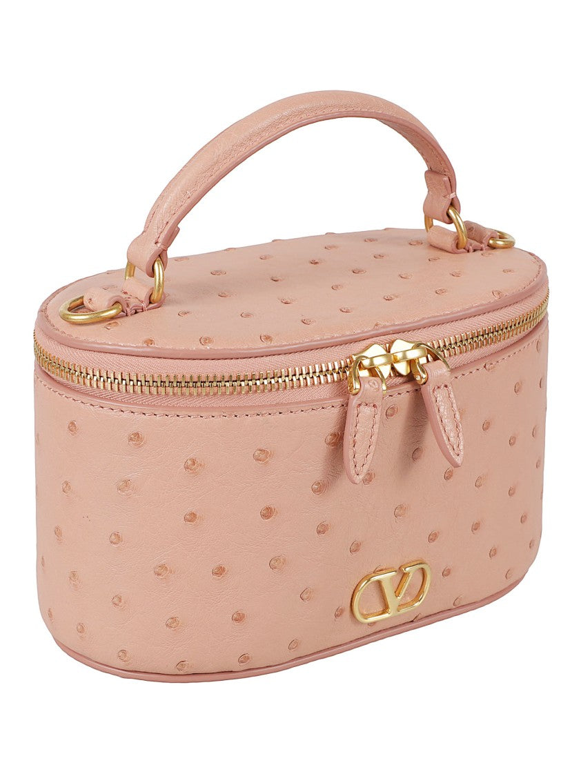 Valentino Garavani Structured Handbag In Textured Ostrich Leather