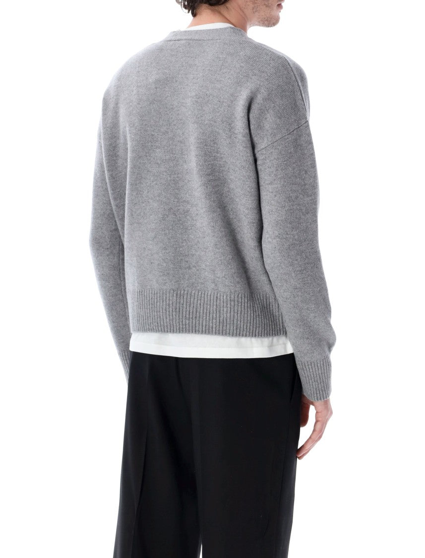 Ami Paris Grey Adc V-Neck Knit Cardigan