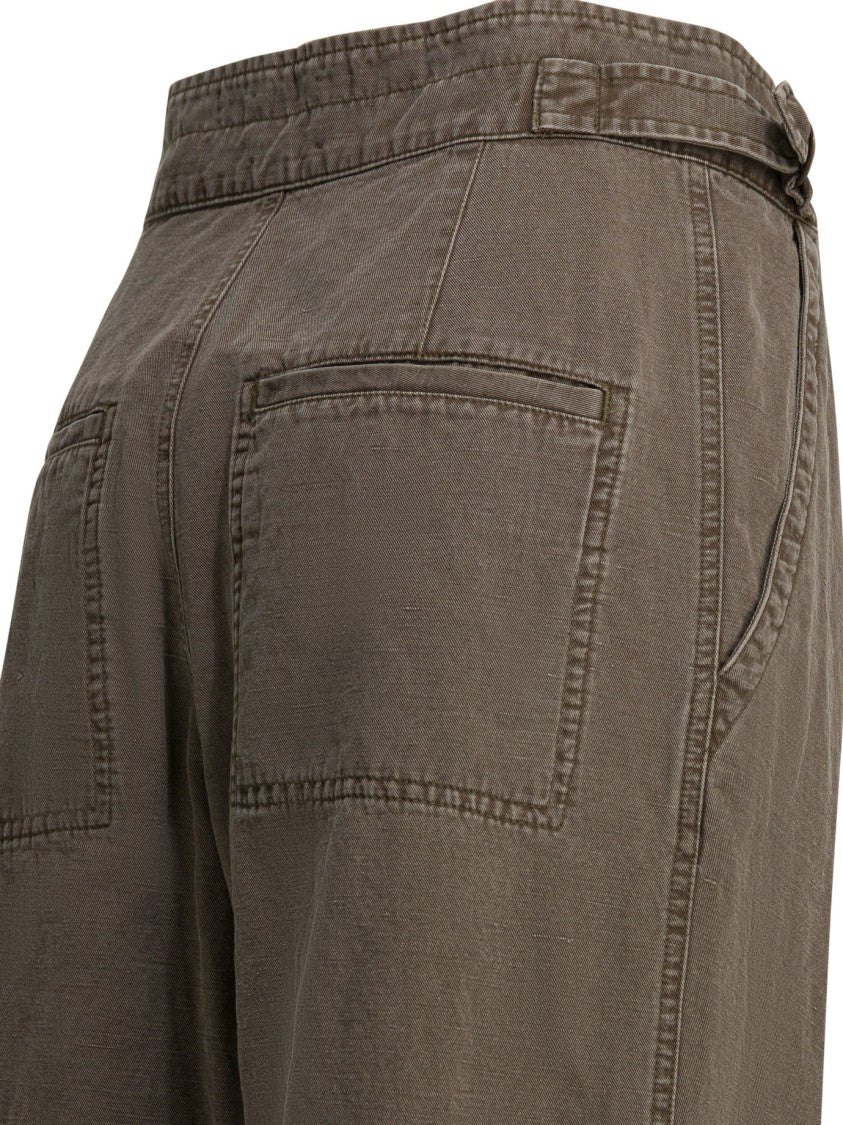 Isabel Marant Étoile High-Waisted Tapered Brown Pants With Elasticated Waistband
