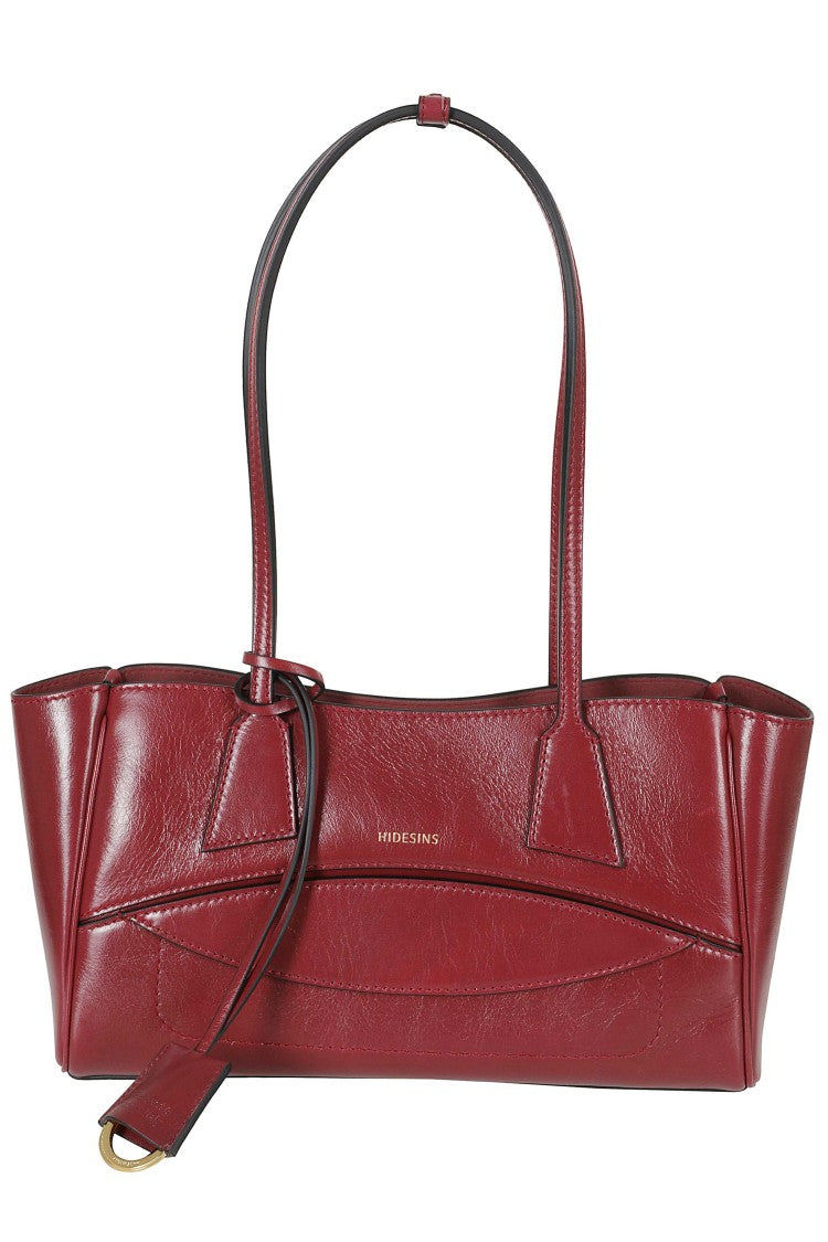 Hidesins Wine Two-Tone Shopper S Gold Logo Leather Tote Bag