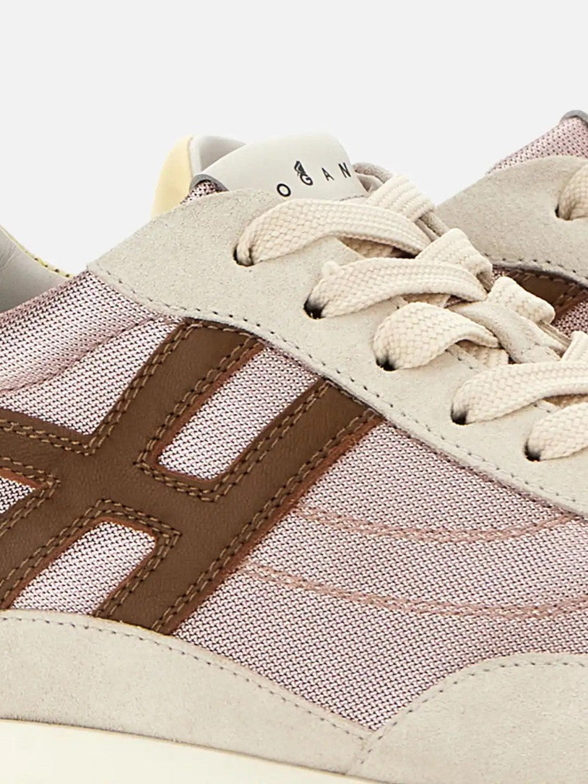 Hogan Beige Suede Mesh Leather Accent Sneakers