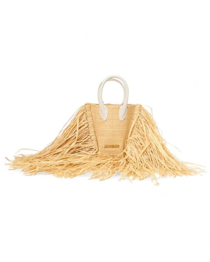 Jacquemus Le Baci Petit Raffia Beige White