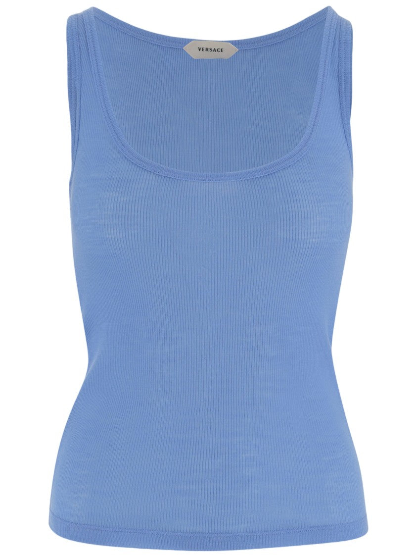 Versace Fitted Wool Top With Wide Neckline
