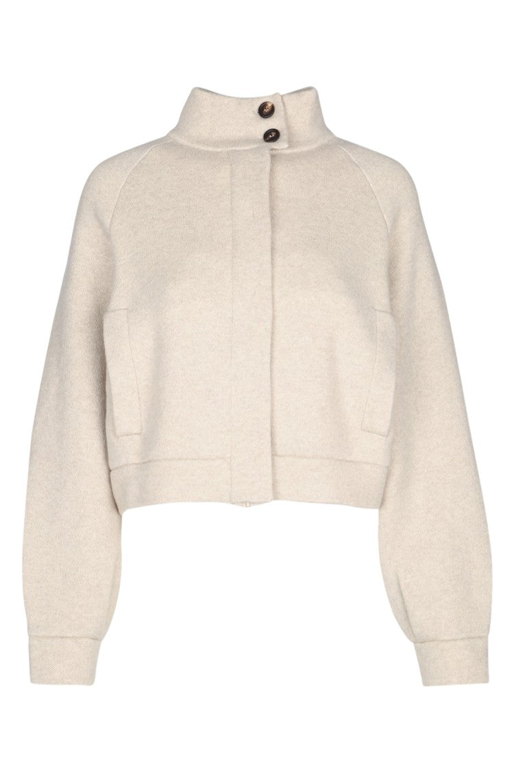 Brunello Cucinelli Cropped Cardigan Sweatshirt With High Collar