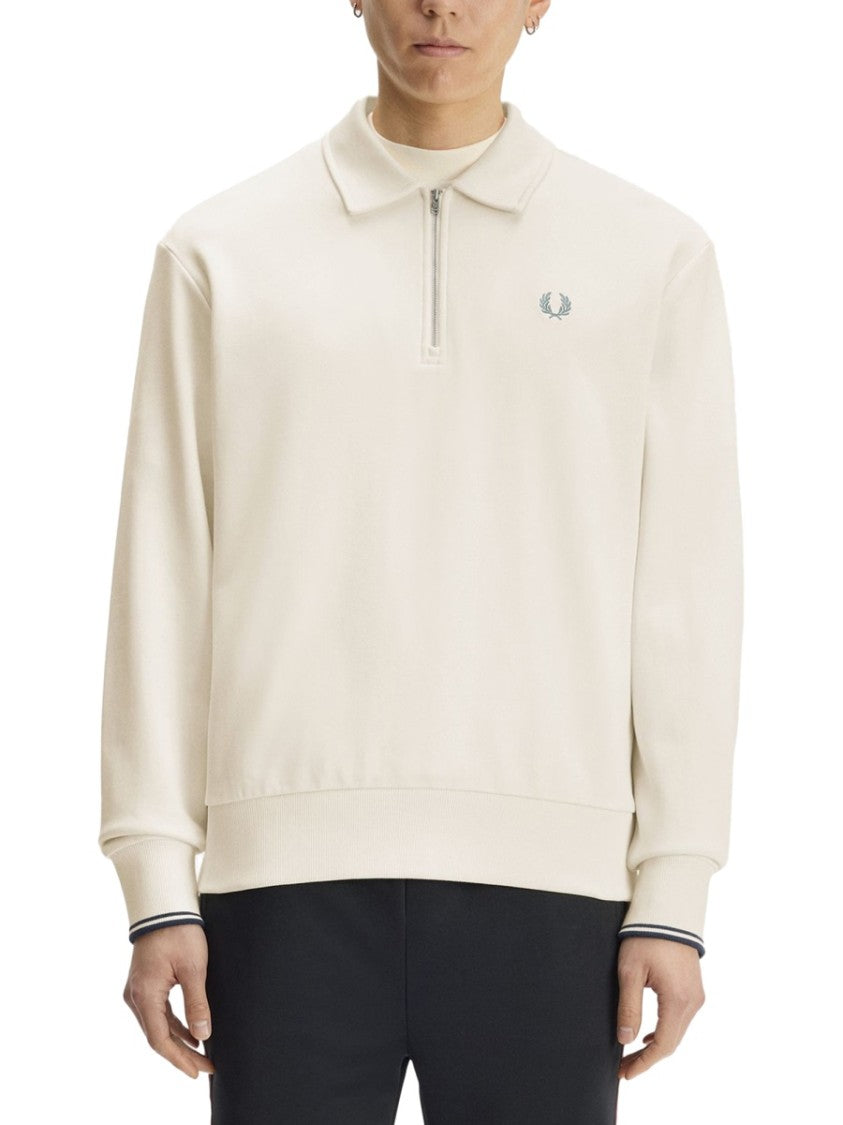 Fred Perry Pullover Sweatshirt With Half-Zip Front And Logo Accents