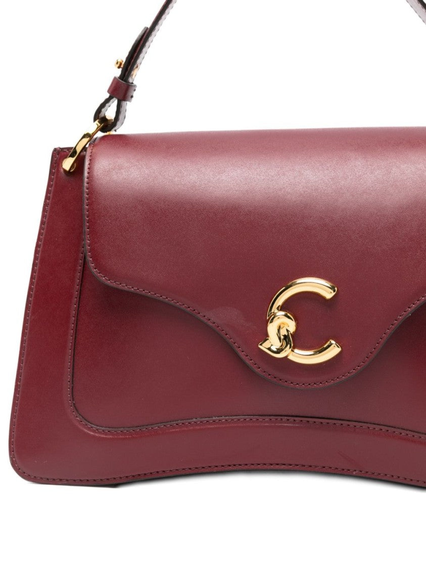 Coccinelle Structured Deep Red Calfskin Handbag