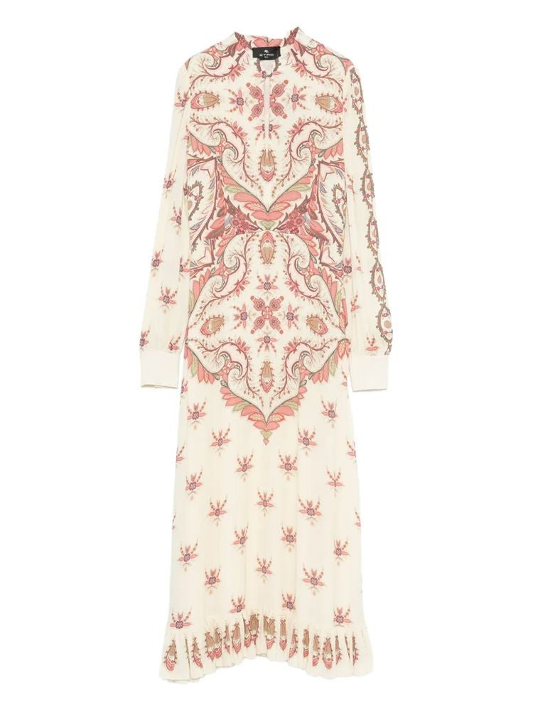 Etro Multicolored Paisley And Floral Maxi Dress With Ruffled Hem