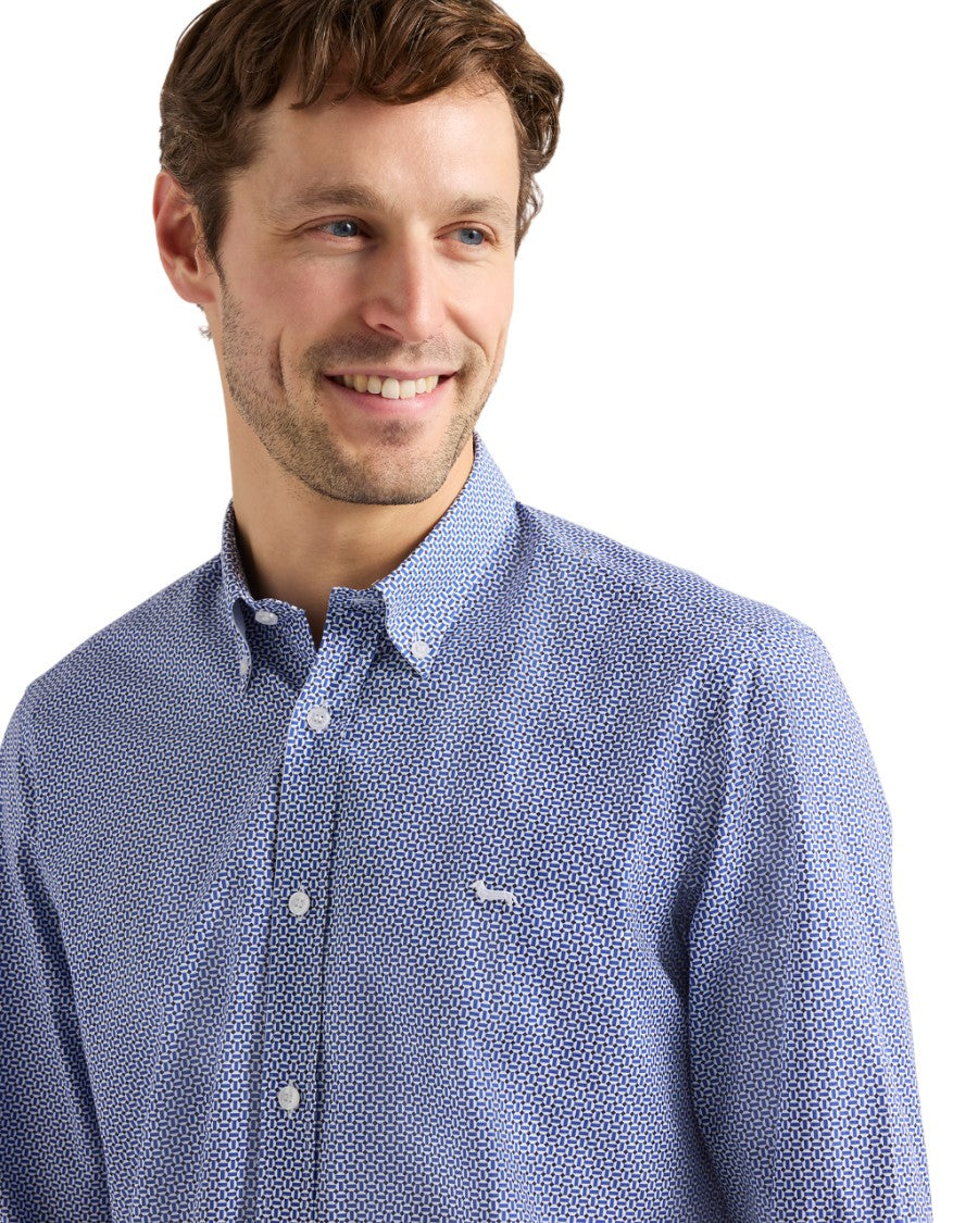 Harmont & Blaine Tailored Blue Shirt With Micro Print