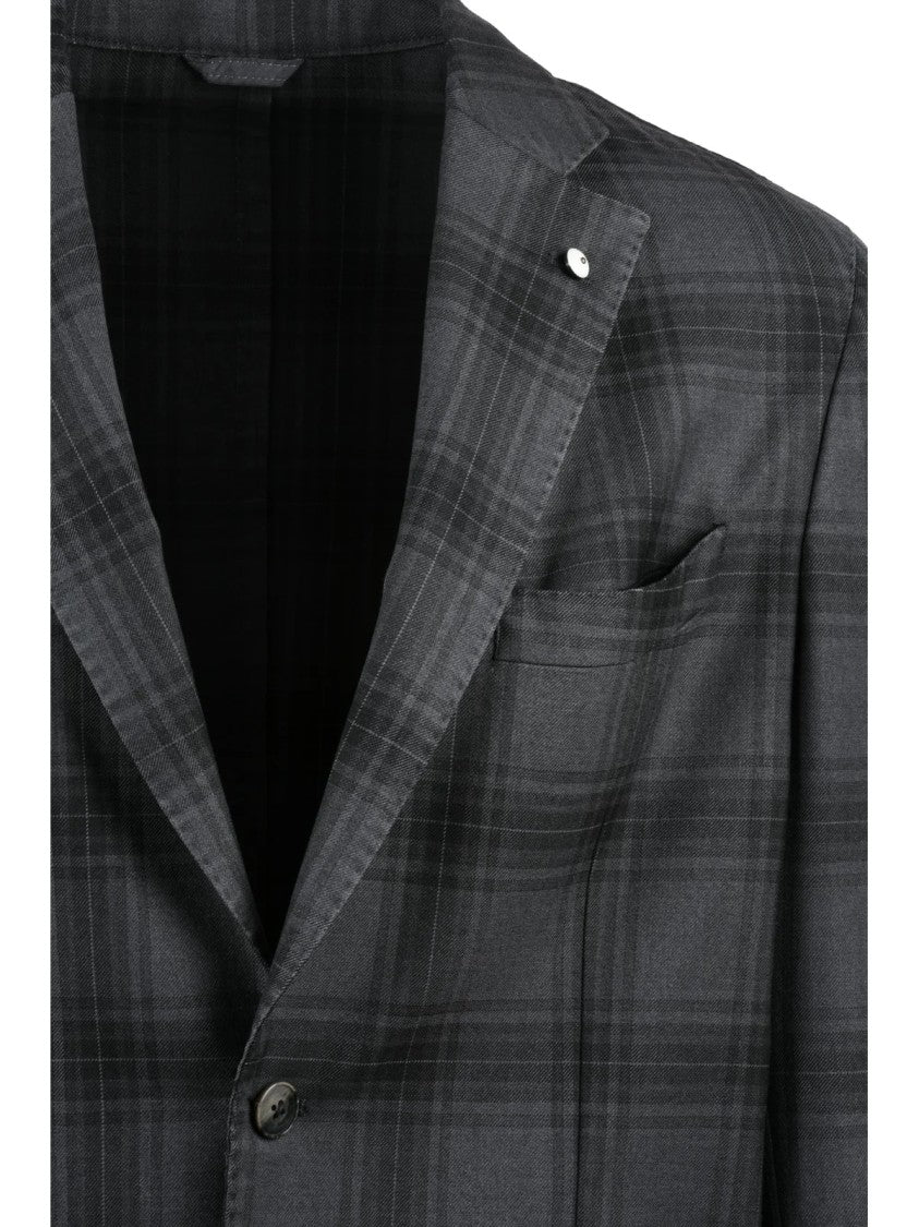 L.B.M. 1911 Rounded Wool Casual Jacket With Unlined Interior And Pin Detail
