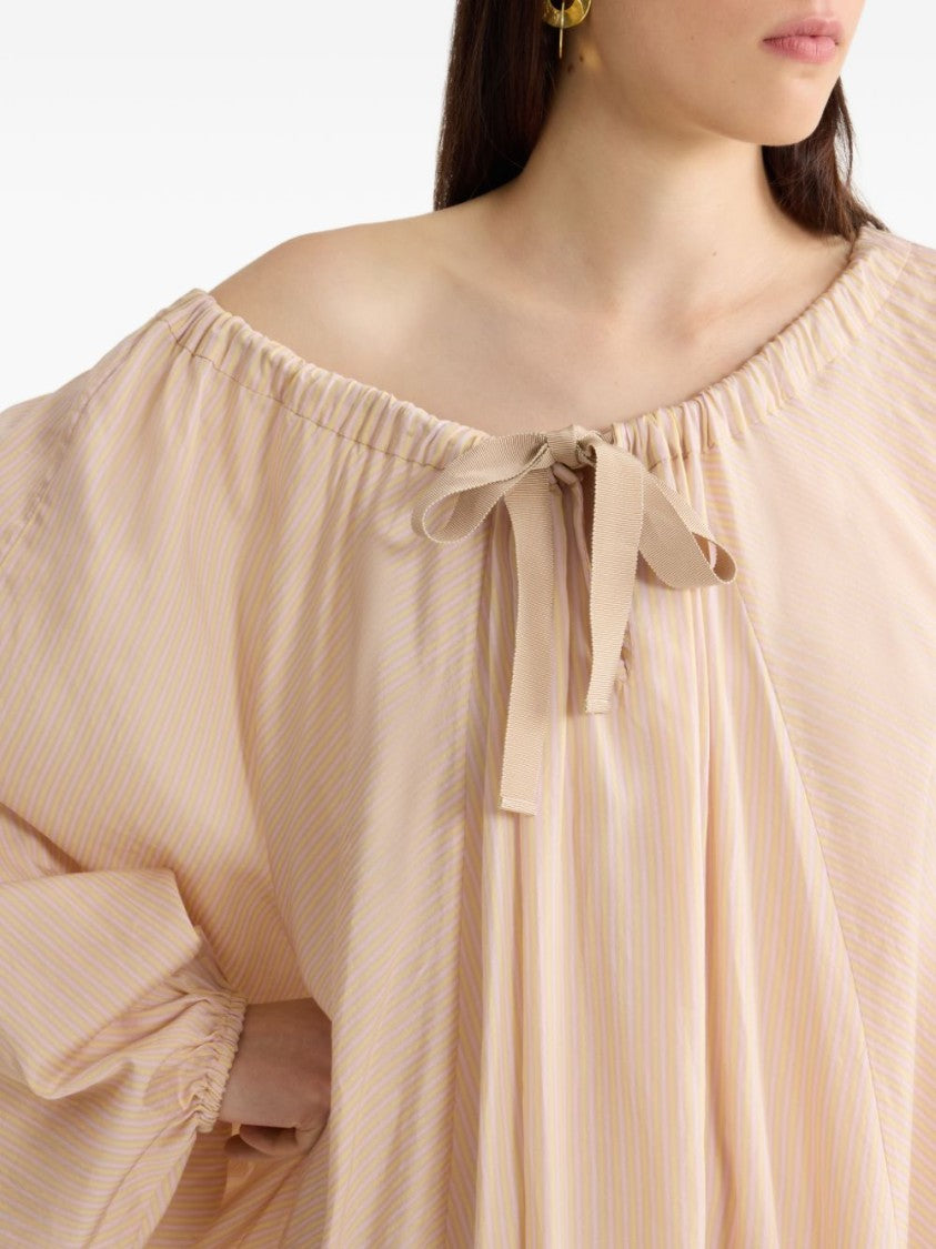 Patou Multicolor Ruffled Hem Gathered Tie Mini Dress