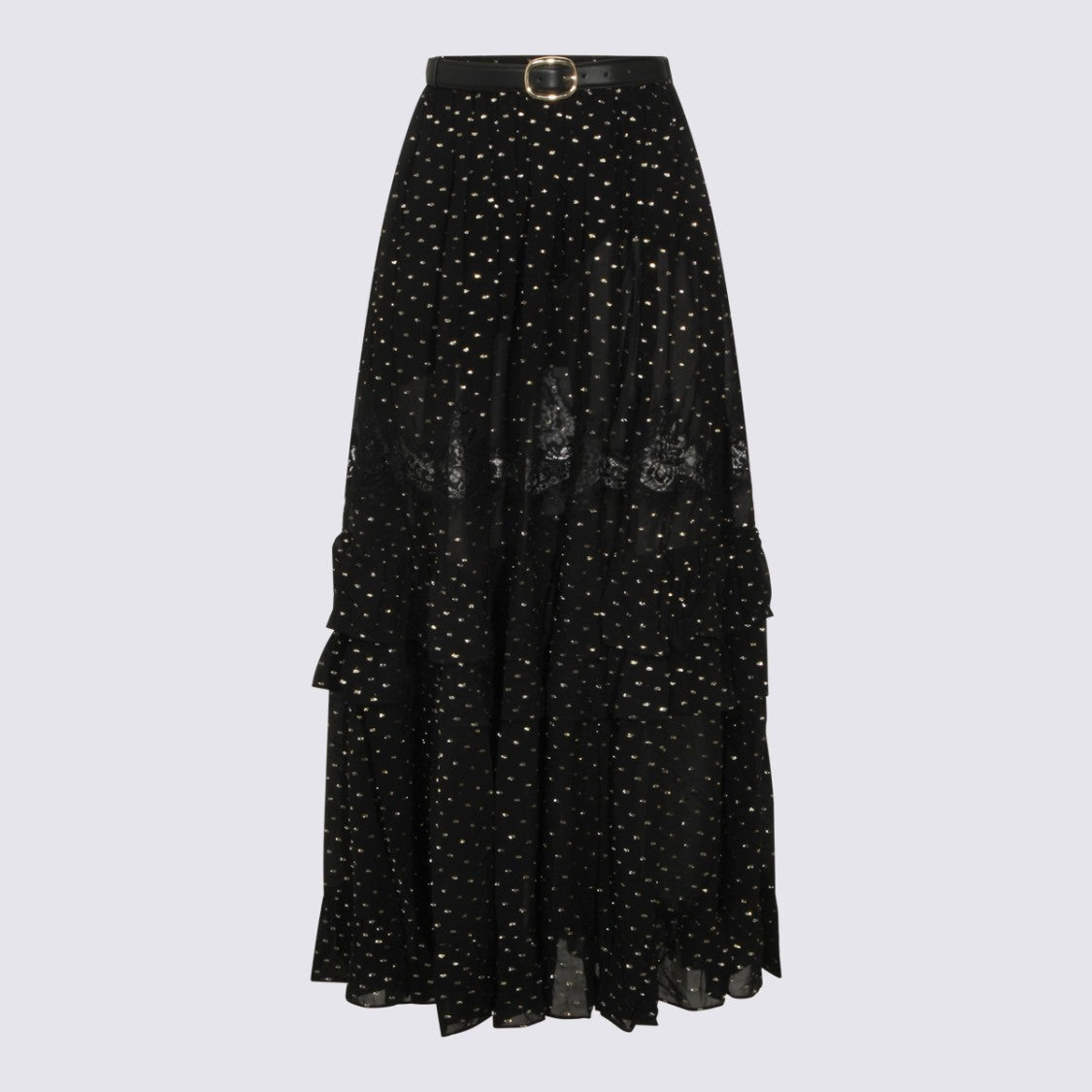 Self-Portrait Black Viscose Skirt
