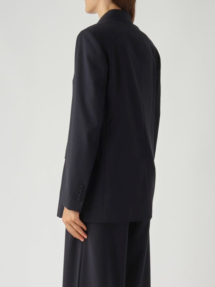 Max Mara Tailored Blue Wool Blazer With Notched Lapel