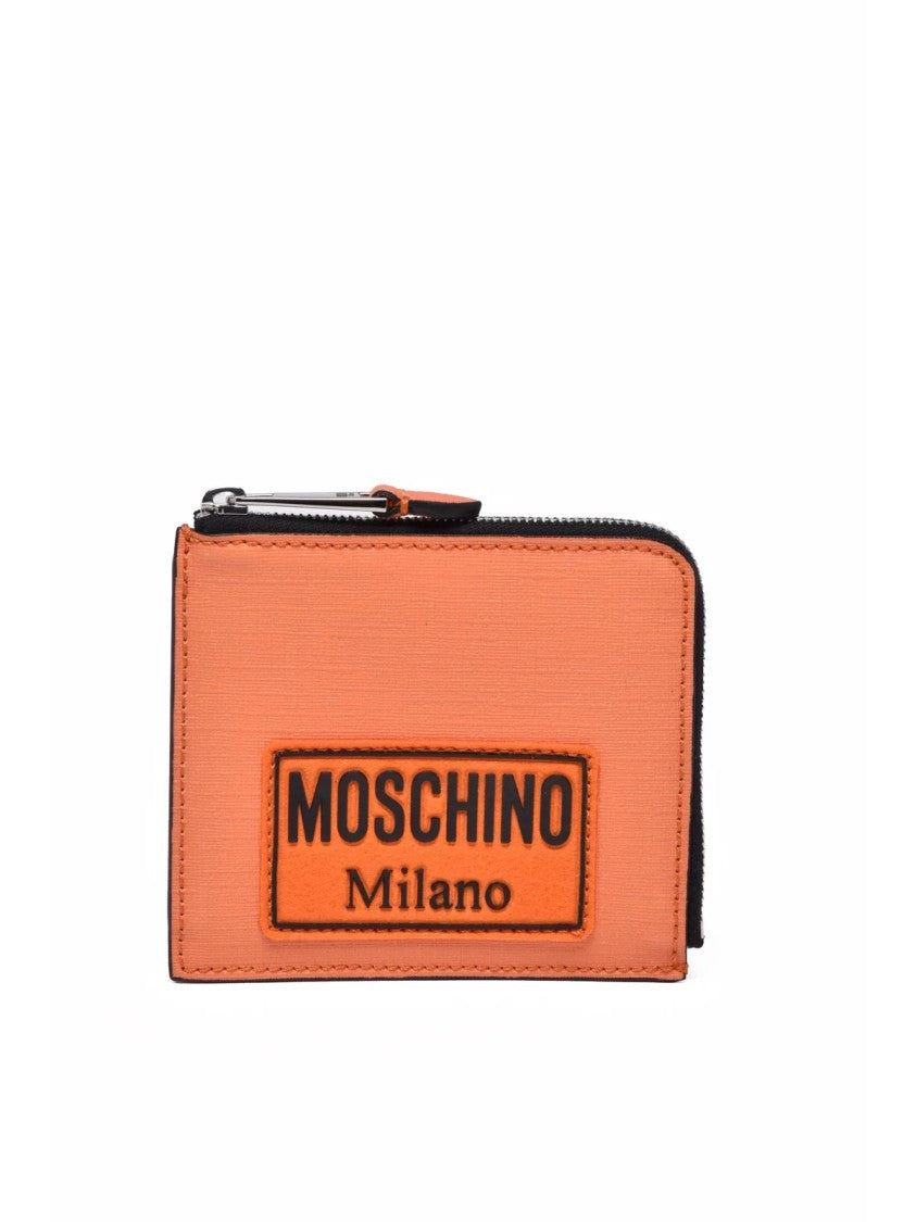 Moschino Couture Orange Textured Rubber Wallet