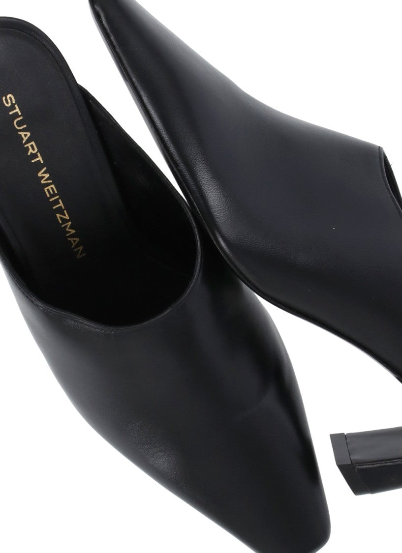 Stuart Weitzman Black Stassi 50 Leather Mules
