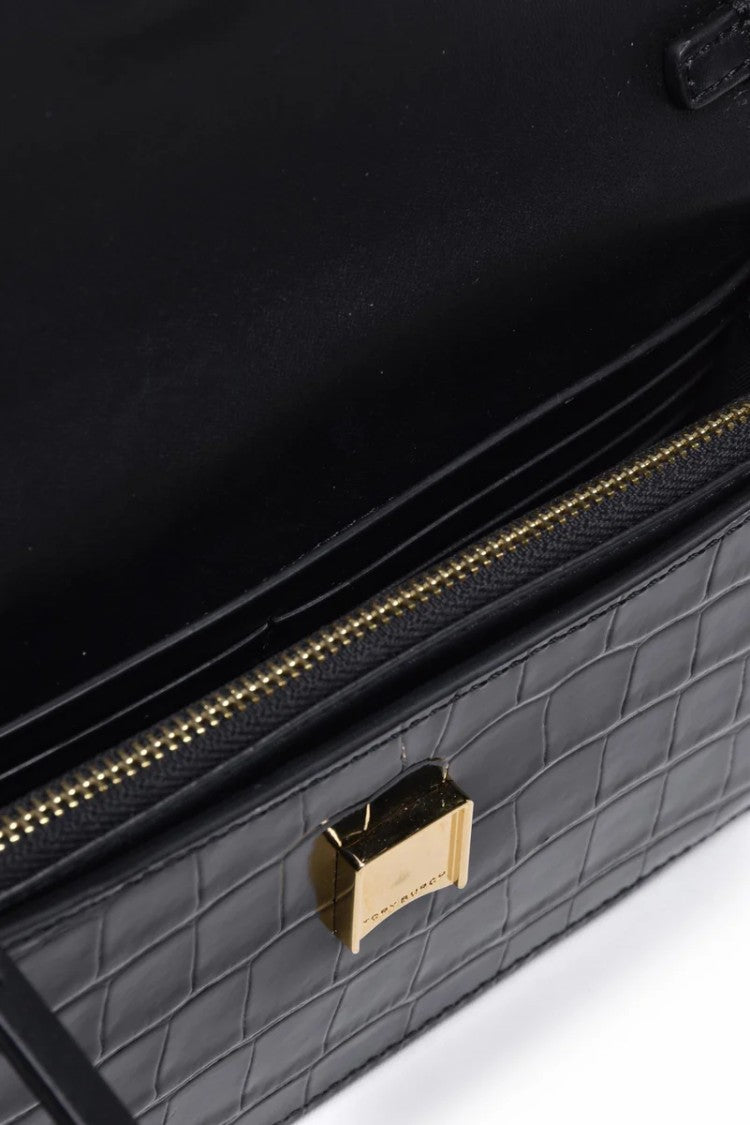 Tory Burch Britten Embossed Shoulder Bag - Black