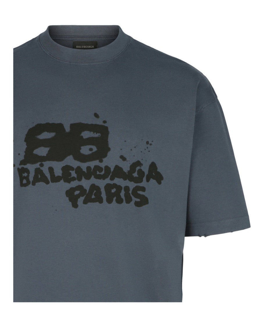 Balenciaga Hand Drawn Bb Icon Medium Fit T-Shirt