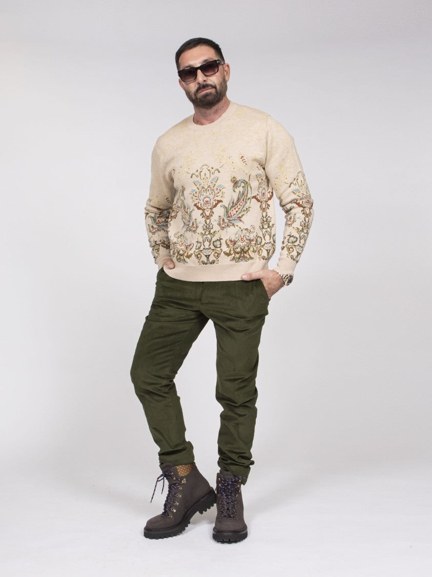 Etro Roma Olive Green Tapered Slim-Fit Pants