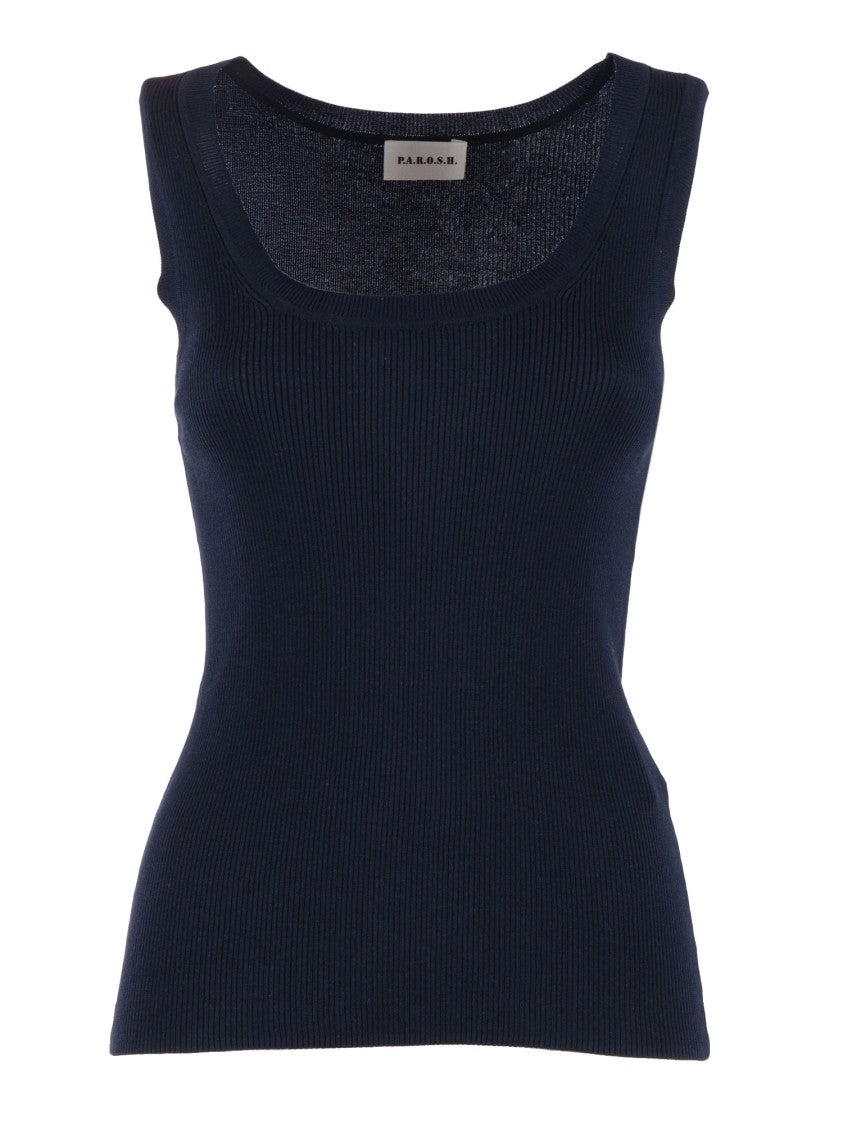 P.A.R.O.S.H. Ribbed Knit Scoop Tank Top