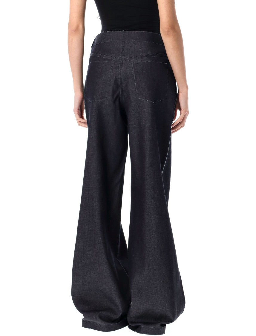 Marni Trompe L'oeil Wide-Leg Trousers In Stretch Denim