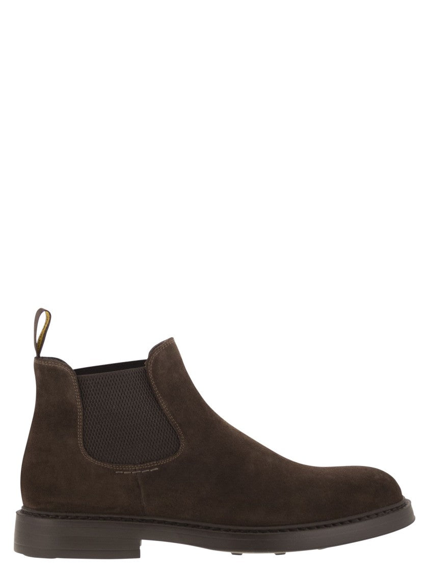 Doucal's Brown Suede Chelsea Boot With Elasticated Sides