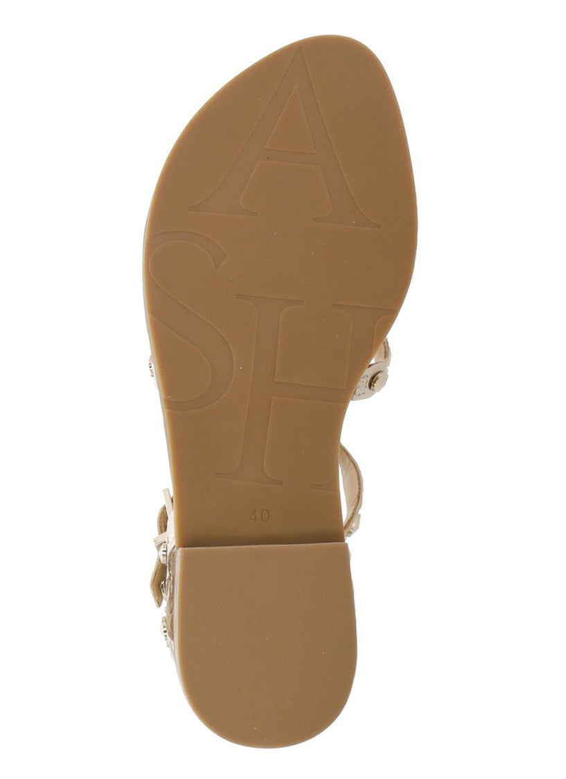 Ash Leather Sandals With Ankle Strap And Stud Details