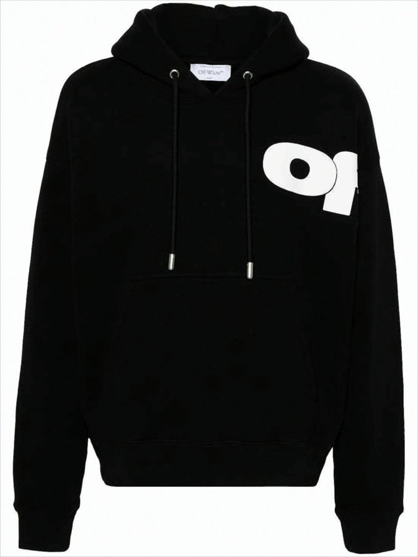 Off-White Relaxed Fit Black Hoodie With Bold Graphic Accents