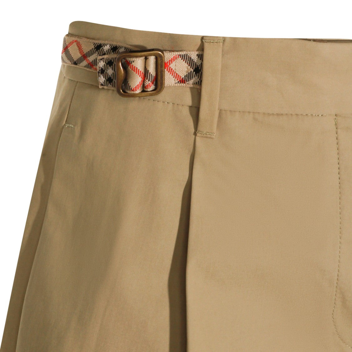 Burberry Beige Cotton Check Inserts Shorts