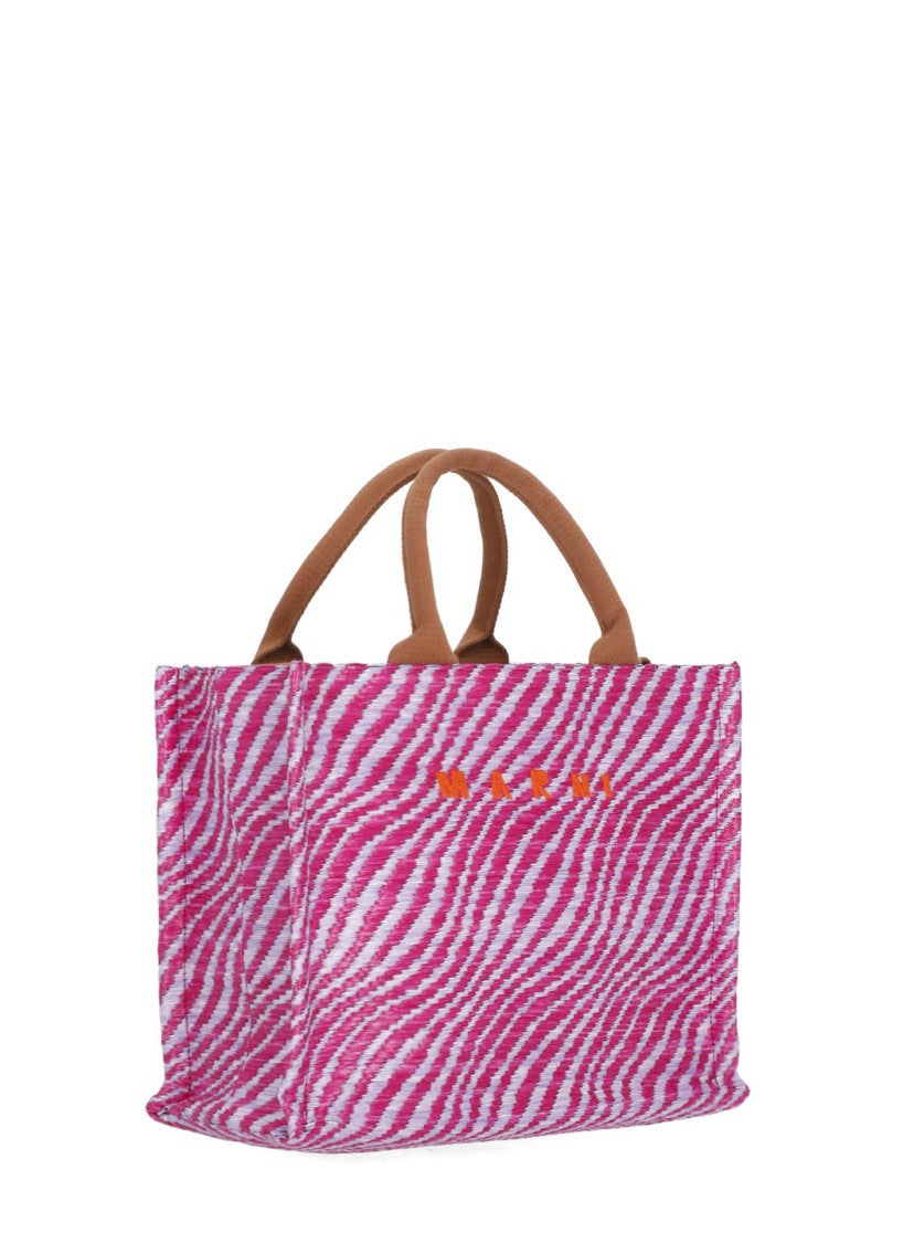 Marni Vibrant Fuchsia Shopping Bag With Embroidered Logo