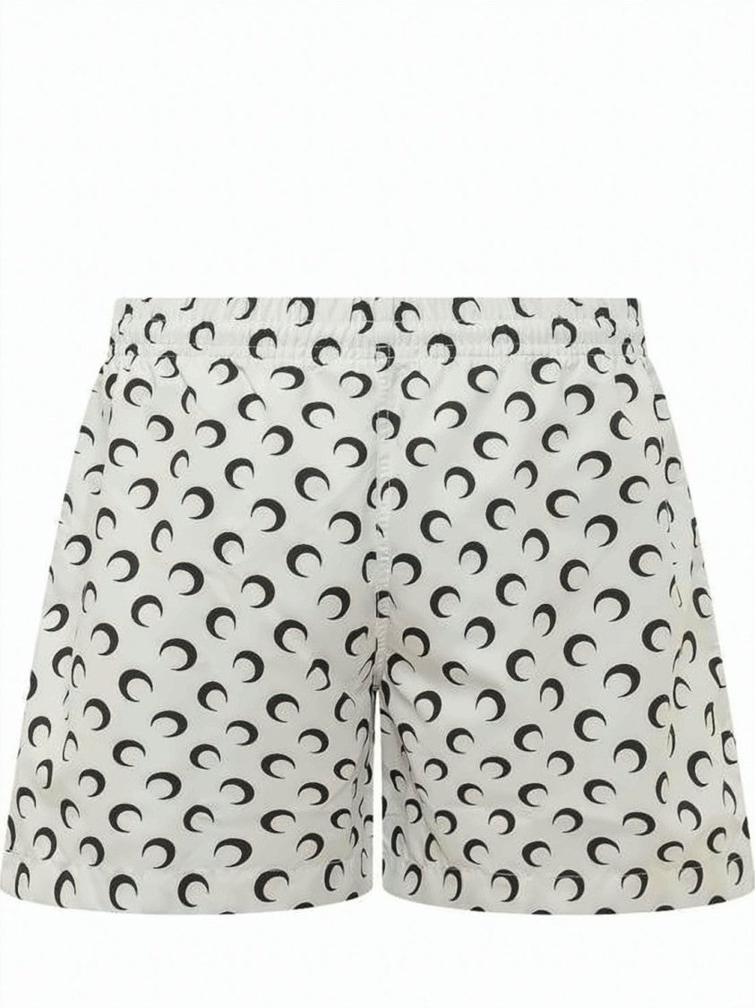 Marine Serre Crescent Moon Patterned Swim Shorts With Elastic Waistband