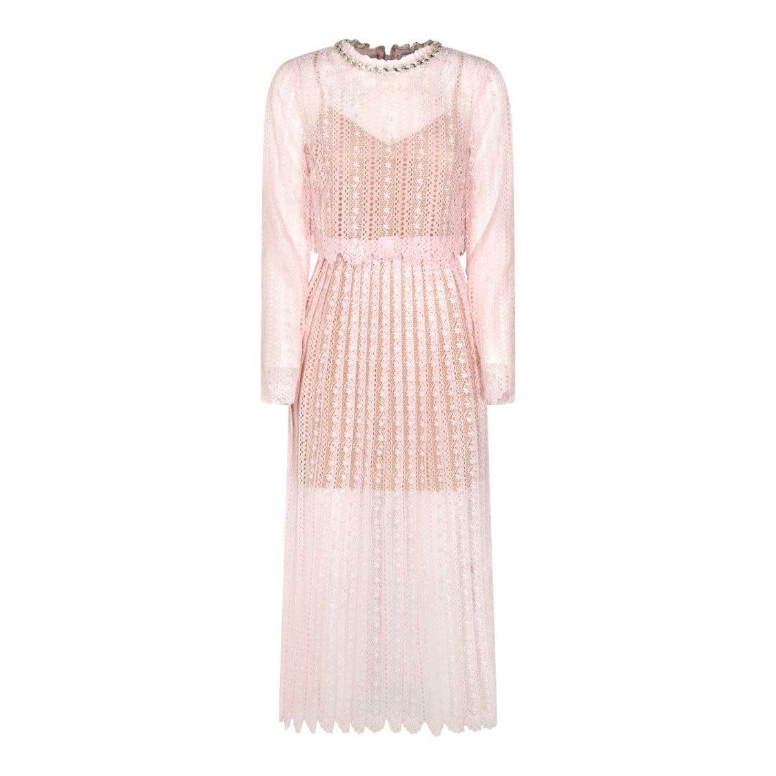 Self-Portrait Pink Sheer Belted Maxi Dress